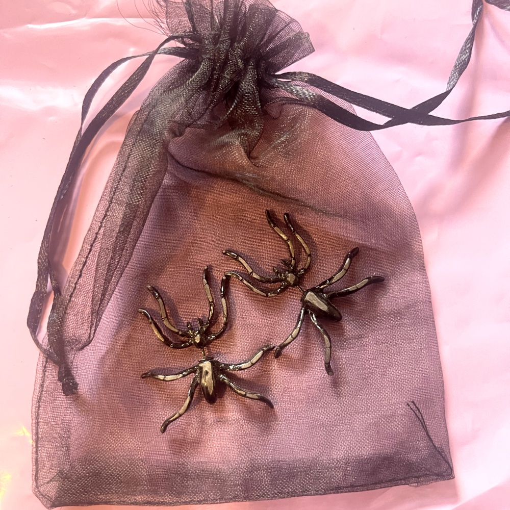 Metal Punk Goth Halloween Spider Stud Earrings